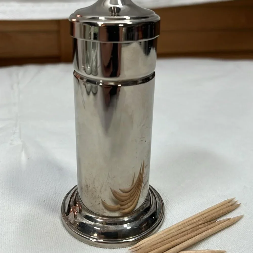 Silver Plate Toothpick Holder Dispenser By Bellini Old Money Vintage Fine Dining